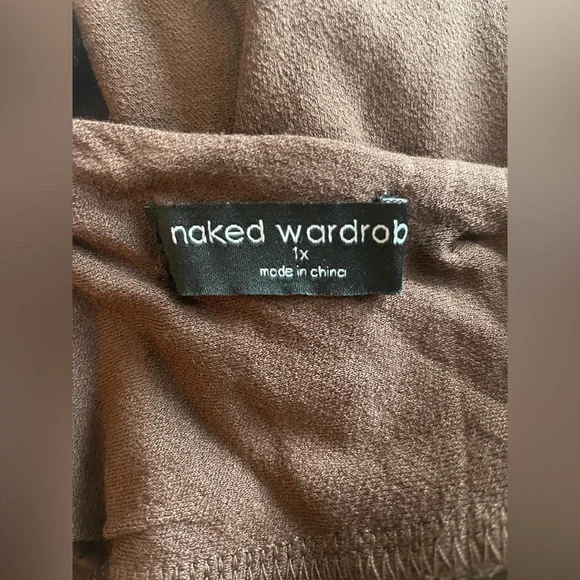 New Naked Wardrobe Women Brown Maxi Dress One Shoulder Size 1X - Picture 10 of 12